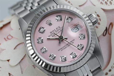 rolex black pink|rolex pink face with diamonds.